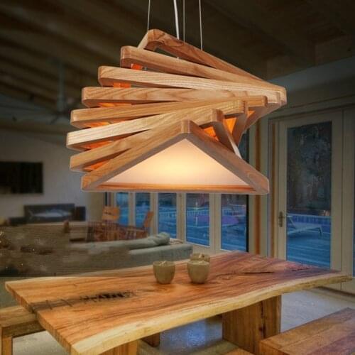 Novelty modern nature handmade wood pendant lights fixture nordic brief home deco dining room acrylic E27 LED bulb pendant lamp