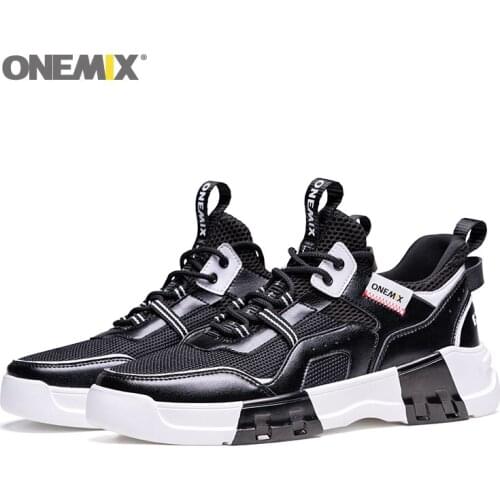 ONEMIX New Men Marathon Running Shoes Lace-up Lightweight Damping Sneakers Breathable Sweat-Absorbent Outdoor Sports Shoes
