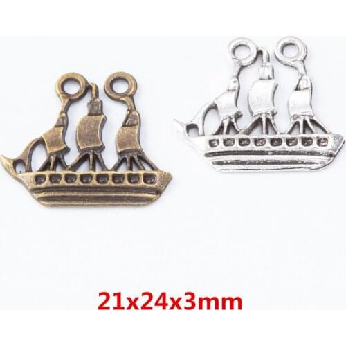 30 pieces of retro metal zinc alloy sailboat pendant for DIY handmade jewelry necklace making 7640
