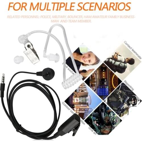 Portable Surveillance Security Clear Iron Clip Spiral Tube Coiled Acoustic Air Tube Earpiece PTT for Smart Mobile Phones