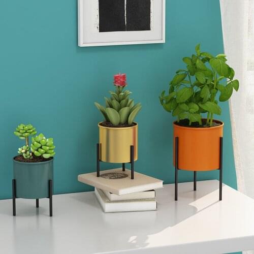 Simple Creative Plant Pot Nordic Luxury Iron Art Flower Pot Golden Tabletop Plant Flowerpots Indoor Gardening Potted Plants
