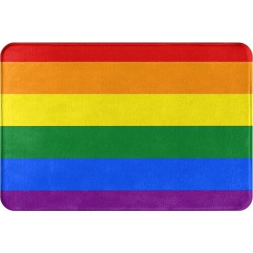 LGBQ Flag Non-slip Doormat Kitchen Mat Rainbow Balcony Carpet Welcome Rug Home Decorative