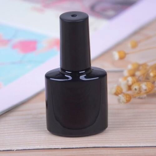 10ml Empty Nail Polish Bottle Cosmetic Containers Nail Glass Bottles With Brush Black Transparent Glass With A Lid Brush
