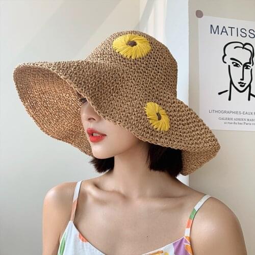 2021 New Summer Hats for Women Wide Brim Straw Hat Sun Protection Beach Cap Sombreros De Sol Chapeau Paille Gorro Panama