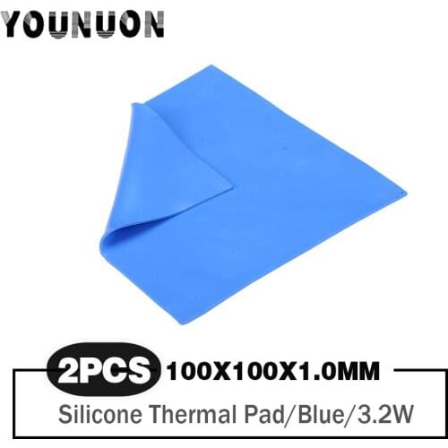 2 Pieces 1mm thickness GPU CPU Heatsink Cooling Conductive Silicone Pad 100mm*100mm*1mm Thermal Pad
