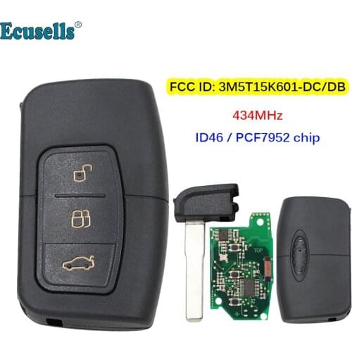 Smart Keyless Go 433.92Mhz ID46 PCF7952 Chip Remote Key for Ford C-Max Focus MK2 Kuga Mondeo Galaxy 3M5T15K601-DC/DB HU101 Blade