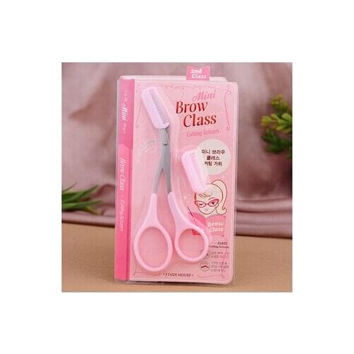 Wholesale Lady Beauty Stainless Steel Eyebrow Trimmer Cutter Razor Shaver With Comb Makeup Scissor Tool 100pcs/lot free shipping