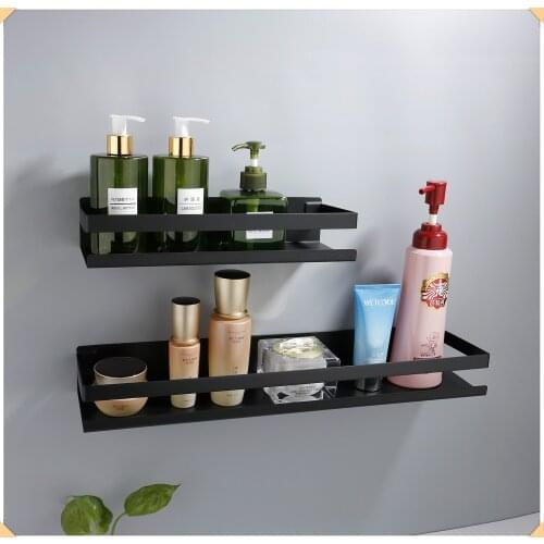 Bathroom Hradware Accessories Modern Matte Black Bathroom Corner Shelves Kitchen Wall Shelf Shower Shampoo Storage Rack