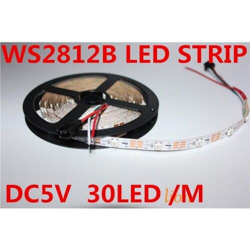 Non waterproof 5M Built-in WS2812B White PCB board LED strip,150 LED 150 pixel matrix LED strip,, Display DIY led strip