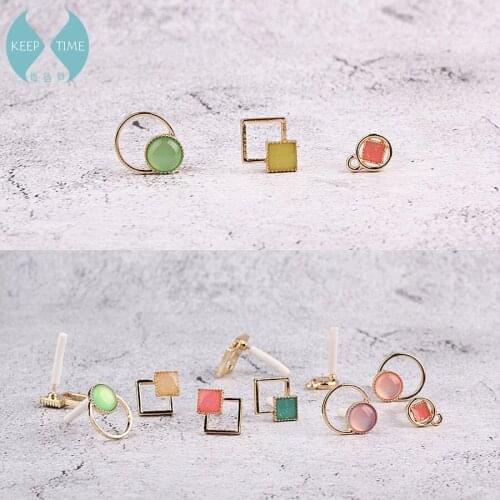 DIY handmade jewelry accessories pearl earrings earrings Affirmative alloy circular pendant pendant material