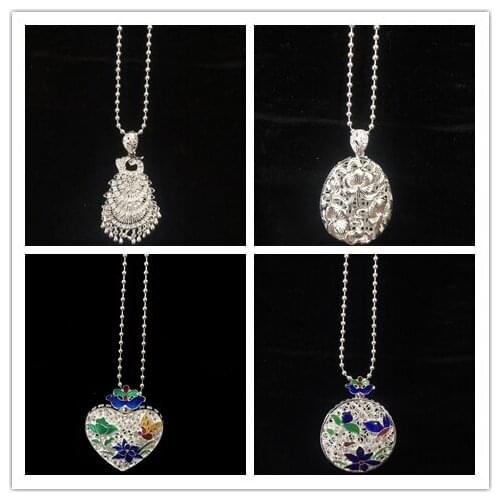 Ethnic style jewelry Miao silver multi-layered Hollow out Flowers necklace Bohemian Retro for womans necklace pendant jewelry