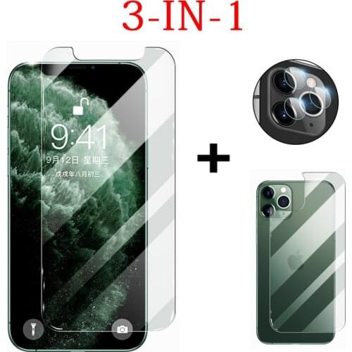 3-IN-1 For iphone 11 Pro Max Tempered Glass For iphone 11 Pro Camera Screen Protector Back Front Protective Glass For iphone 11