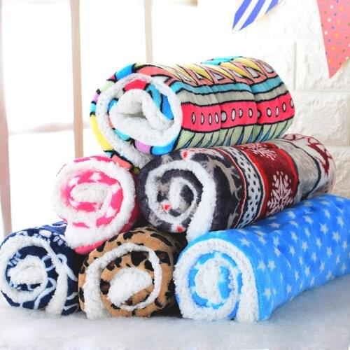 Winter Puppy Dog Blanket Coral Fleece Pets Cat Dog Bed Blankets Breathable Warm Pet Cushion Mat For Pets Teddy Bichon Labrador