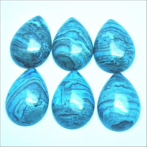 10pcs natural gem stone beads cabochons teardrops shape size 18x25mm crazy agatee blue jasperr stone