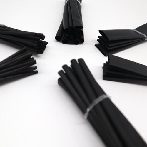 100PCS Black shrinking tube heat insulated sleeve plastic tube Electrical Wire Cable Wrap Assortment Electric tube