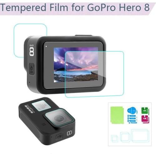 2 Sets Tempered Glass Film Screen Protector for GoPro Hero 8 Sports Action Camera Explosion-proof Protective Accessories