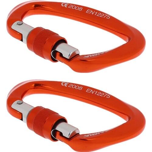 2 Pcs Aluminum Screw Gate Locking Carabiner Heavy Duty 25KN D Ring Clip Hook for Hammocks Camping Hiking