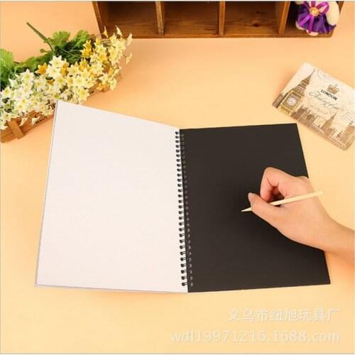 2PCS Large Magic Color Rainbow Scratch Art Paper Note book Fully Black DIY Drawing Toys Coloring Painting Kids Doodle Gift