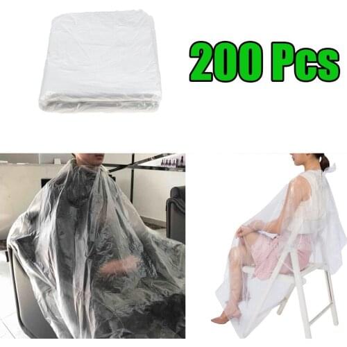 200x Clear Disposable Hair Cutting Capes Set Salon Gown Unisex for Barber