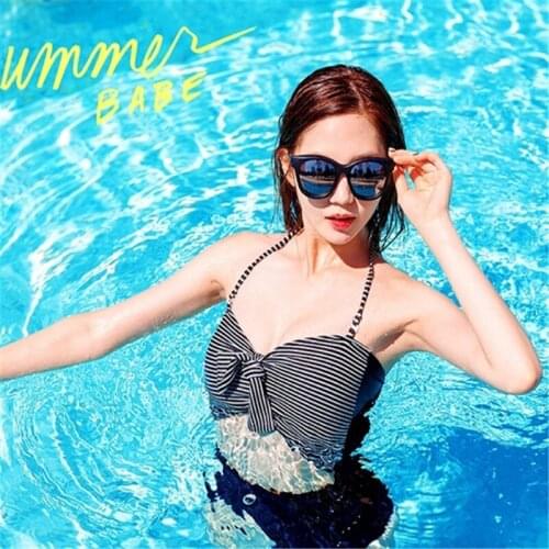 2019 New Arrival Female Sexy Halter Push Up Thong Bandage One Piece Swimsuit String Swim Wear Beach Bathing Suit Swimwear Women