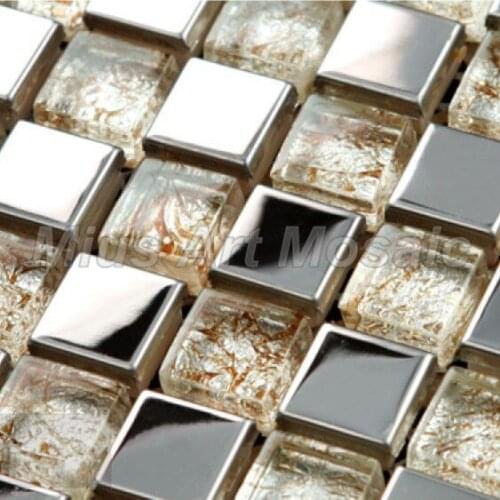 5/8"x5/8" glass mosaic metal tiles