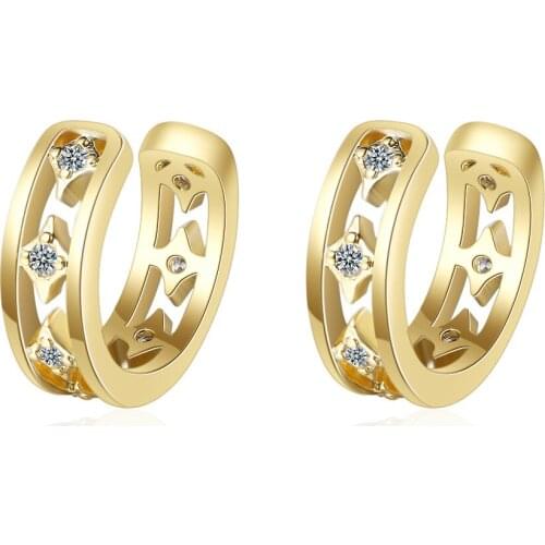 925 Sterling Silver New Arrival Trendy Shiny Crystal Star Female Clip Earrings Promotion Cheap Gift For Girlfriend