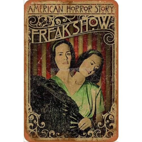 American Horror Story Apocalypse Freak Show Vintage Tin Signs Metal Sign Poster Retro Art Plaque Wall Decor for Bar Cafe Garden