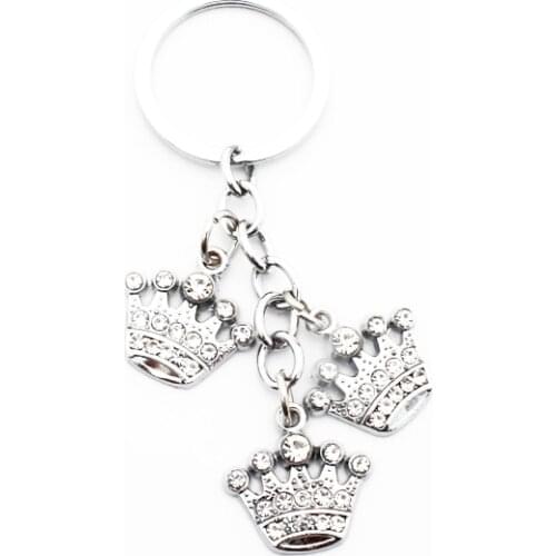 FREE SHIPPING BY DHL 100pcs/lot New Creative Metal Crown Keychains with Rhinestone Crown Keyrings for Women Gifts