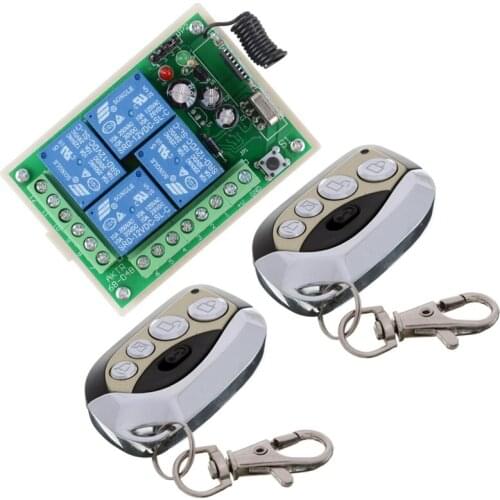 DC 12V 10A 4 Channels Learning Code Function RF Remote Control Wireless Switch Systems Receiver Metal Transmitter