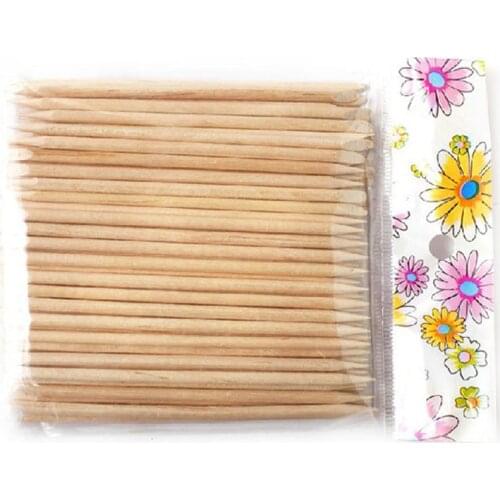 100Pcs Wooden Cuticle Pusher Orange Wood Stick Sticks Nail Art Cuticle Remover Manicure Pedicure Nail Art Tools