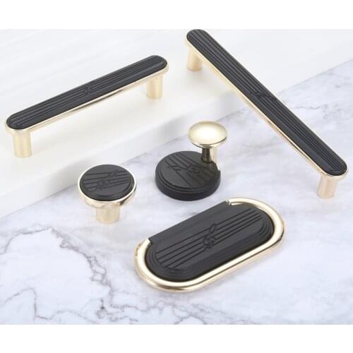 DRELD 64/96/128MM Cabinet Knobs Kitchen Handle Modern Drawer Knobs Pulls Golden+black Furniture Handle Door Hardware Home Decor