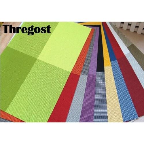 Thregost Eco-Friendly PVC Kitchen Dinning Table Non-Slip Mats Europe Table Decorative Rectangle Pads 2pcs