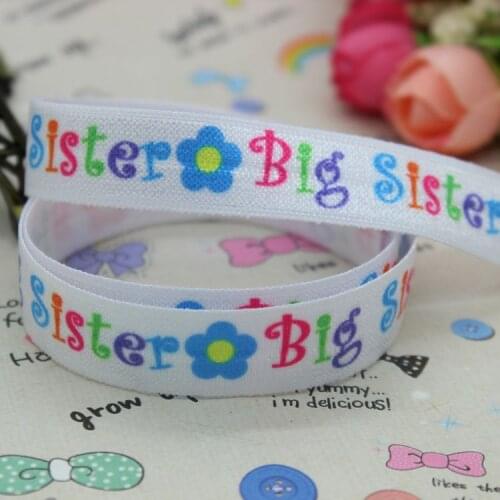 DHK 5/8 inch 5yards Fold Over Elastic FOE big sister printed ribbon headband hair band diy decoration OEM Wholesale E346