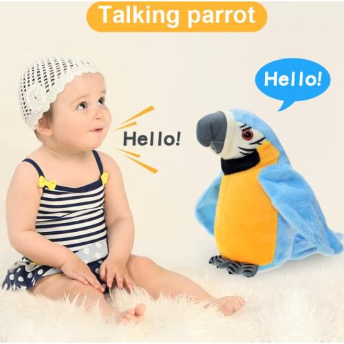 Electric Talking Parrot Plush Toys Cute Speaking Record Repeats Waving Wings Electronic Bird Stuffed Plush Toy Kids Gift