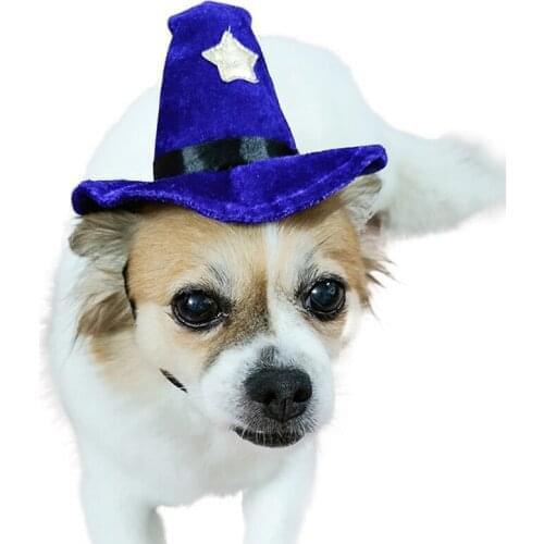 Pet Costume Hat Novelty Adjustable Cat Wizard Hat Pet Witch Hat Dog Headwear For Halloween Puppy Dress Cap Pet Accessories