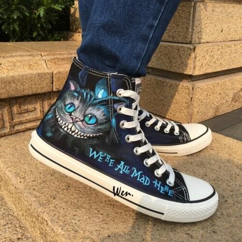 Wen Hot Sale Hand Painted Shoes Design Custom Cat High Top Men Womens Canvas Sneakers Christmas Gifts