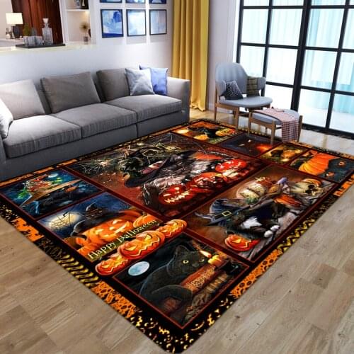 Creative Flame Horror pumpkin Carpets For Living Room Bedroom soft Floor Mat terror skull 3D Print Halloween Party kids play Rug
