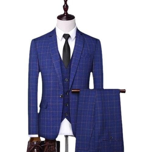 Jacket+Vest+Pants) Men Mariage Color Block Collar Suits Trousers Waistcoat Male Business Casual Wedding Blazers Droom Dress 4XL