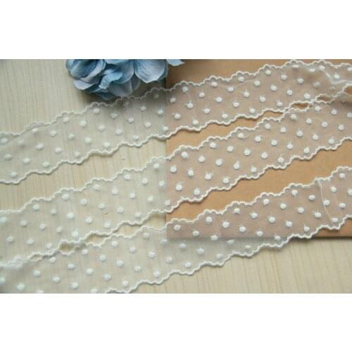 Lovely Polka Dot Lace Trim, Cotton Embroidered Tulle Lace, Both Scalloped Edging Lace, Wedding Bridal Supplies 2 Yards Long Pric