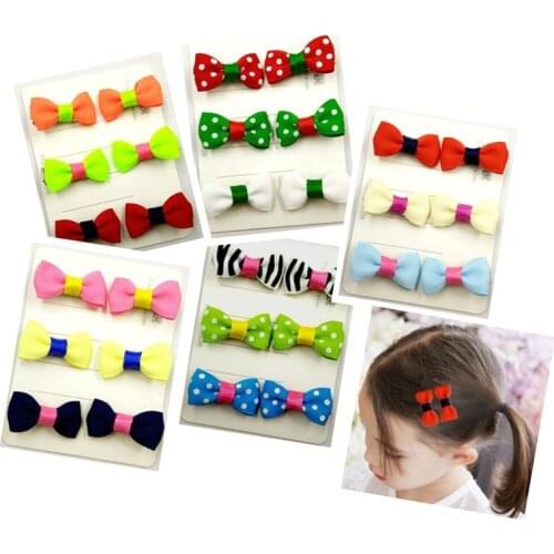 Mini Hair Clip Grosgrain Ribbon Bow for Girls 6pcs/Set
