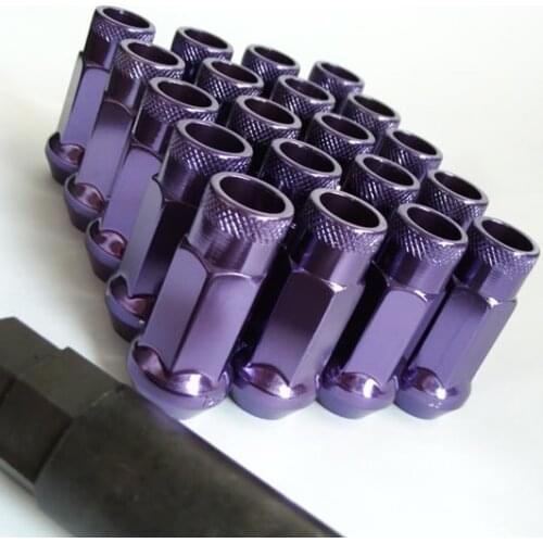 Mofe 20 pcs/set SR48mm Steel Wheels locking Lug Nuts M12*1.5 Extended Open End Wheel Lock Lug Nuts Purple