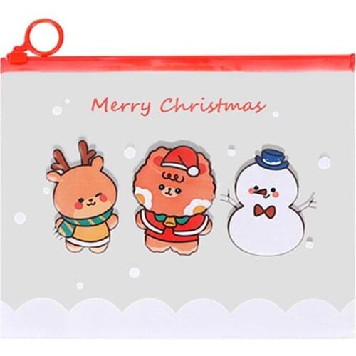 Cartoon Christmas PVC File Bag Pencil Case File Folder Documents Filling Bag Office School Suppllies Stationery Bag 17cm*21.3cm