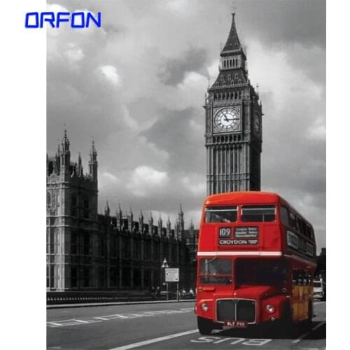 Painting By Numbers on canvas 60x75cm Frameless DIY London Big Ben Room Decoration paint by number kits Home Decor
