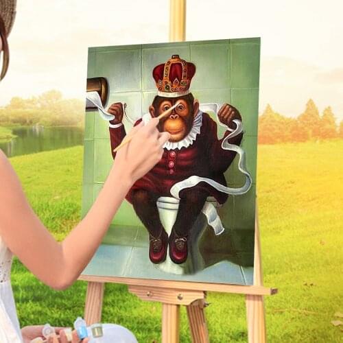 Toilet Monkey Fat Lady Paint By Numbers Package Acrylic Paints 50*70 Oil Painting Decorative Paintings For Adults Wholesale