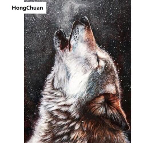 New Product Wolf Painting DIY Inlaid Handmade 5D Diamond Embroidered Cross Stitch Kit Home Decoration Christmas Gift