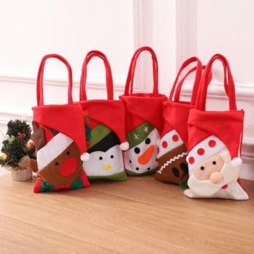 New Cartoon Christmas Gift Santa Claus Candy Bag Thick Snowman Handbag Home Party Decoration Gift Bag Storage Bag Handmade