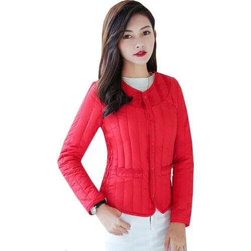 2018 New Autumn Winter Women Down Coats Slim Ultra Light White Duck Down Coat Parka Ladies Thin Short Jacket Clothing Tops AB914