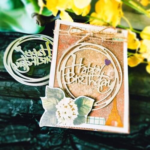 Happy Birthday Circle Metal Cutting Dies Stencil DIY Scrapbooking Album Stamp Paper Card Embossing Crafts Decor