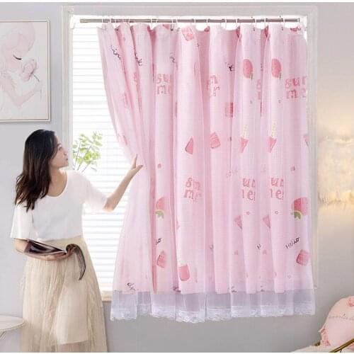 1pcs 2021 Punch-free Princess Wind Curtain Living Room Bay Window Rental Room Partition Curtain Finished Cold Protection F8381