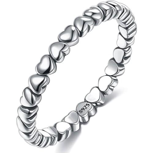 SILVERHOO Real 925 Sterling Silver Ring Forever Love Heart-shape Finger Rings Jewelry Gift Original Global Shopping Festival